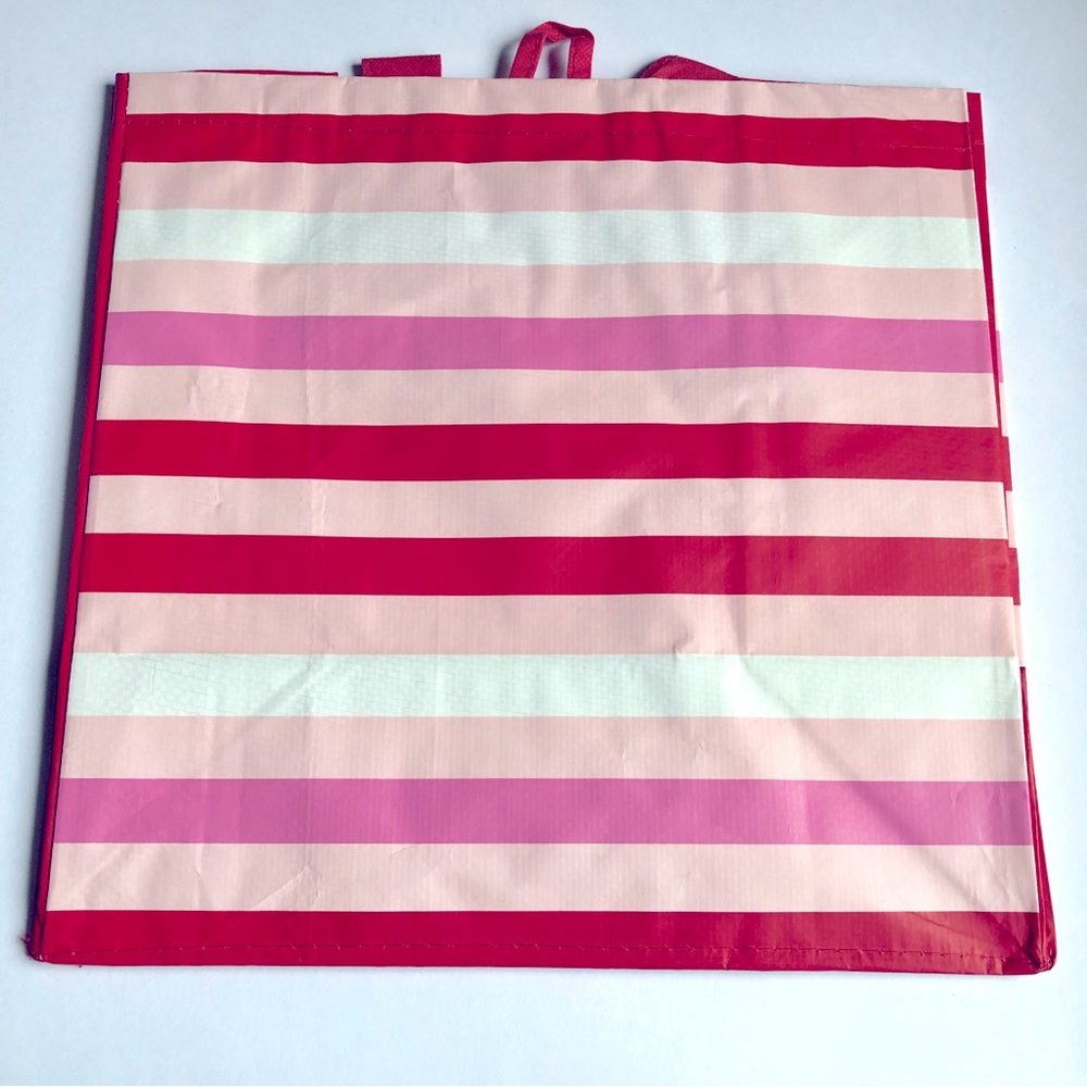 3/$15 NEW EARTHWISE Reusable Grocery Bag Pink Stripes 13.5”